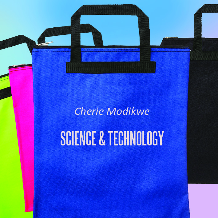 personalised school bags • Personalised with your name and school subject • 2 sizes available: 380x290mm, 380x340mm • Various colours. Nylon material • Single colour DTF print • Minimum Quantity x5